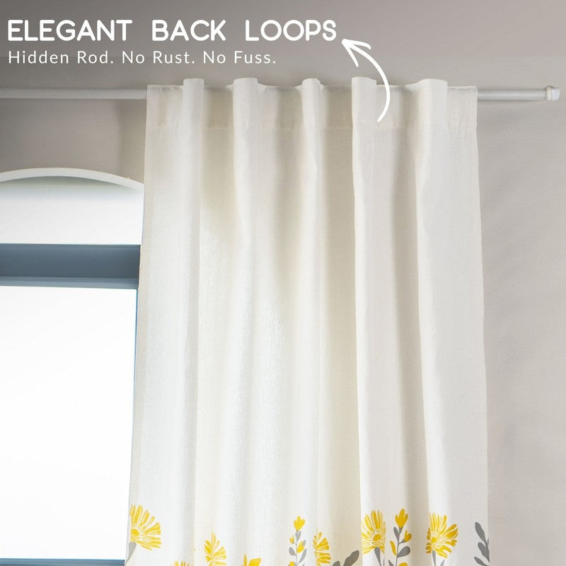 Tranquebar Home Garden Grace Cotton Curtains(Yellow) - Set Of Two media 7