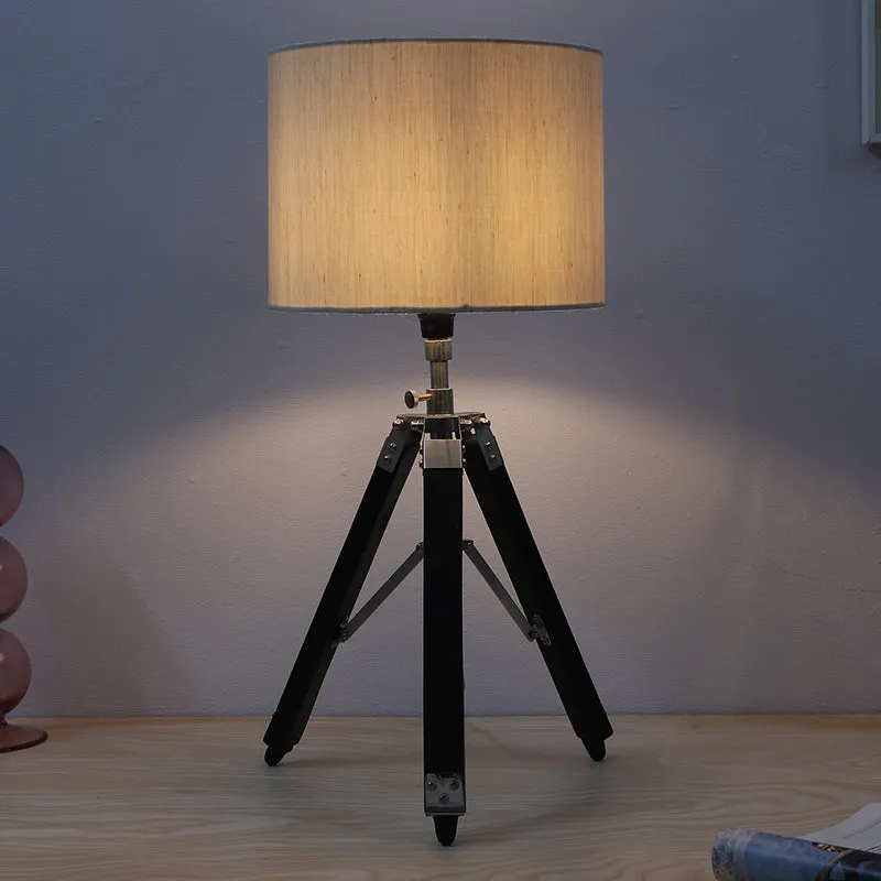 Urbane Solid Tripod Mango Wood Table Lamp - White,Black media 1