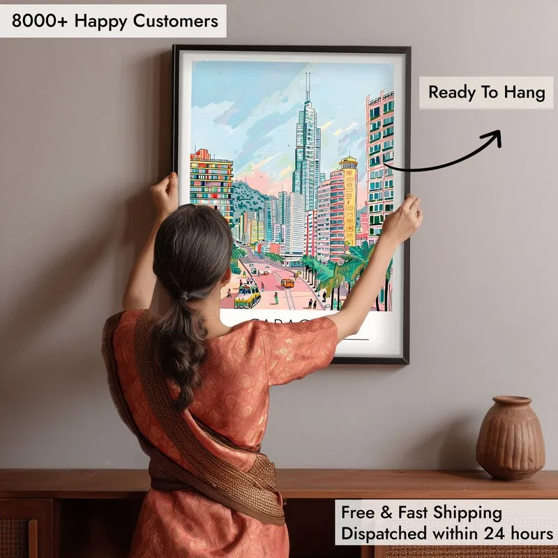 Vintage Caracas Framed Canvas Wall Painting media 6