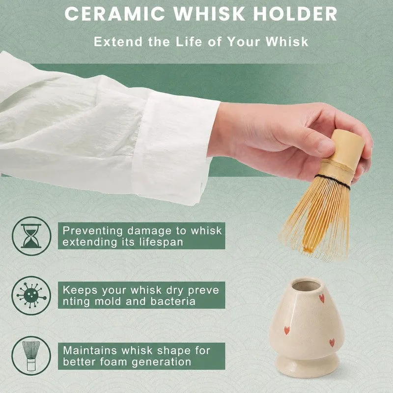 Kokoro Ceramic Matcha Bowl & Whisk Holder Set (450 mL) - Two Piece Set media 5