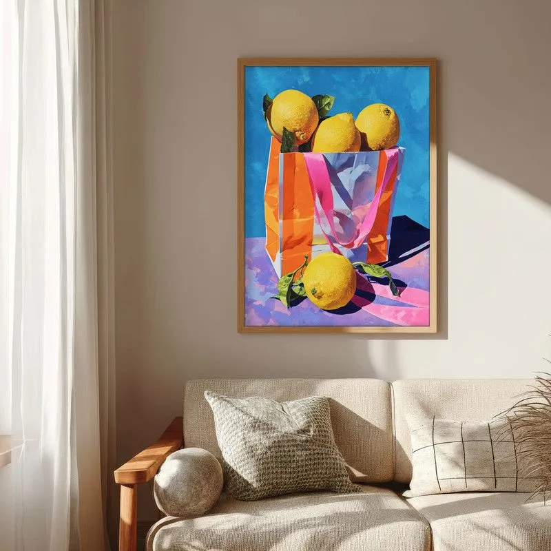 Citrus Tote Canvas Wall Painting - Brown Frame media 6