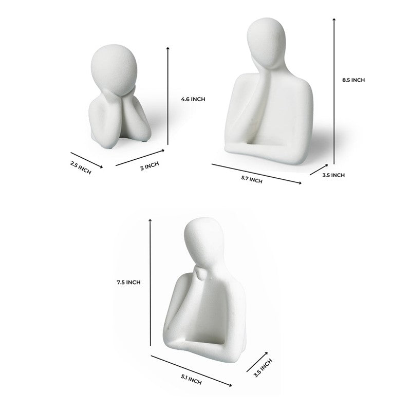 Family Embrace Abstract Painted Resin Showpiece (White) - Set Of Three media 7