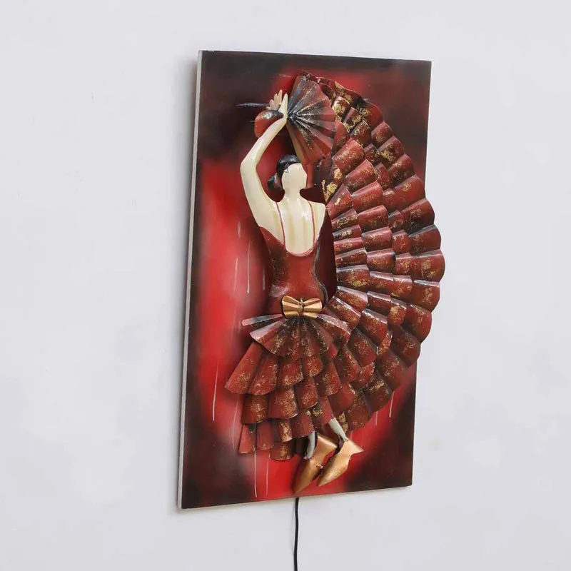 Dancer In Red Iron Wall Accent With Wooden Frame media 4