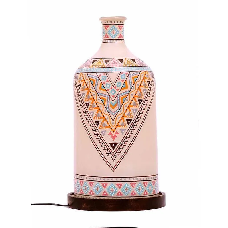 Regal Hand Painted Glass Table Lamp - Multicolor media 4