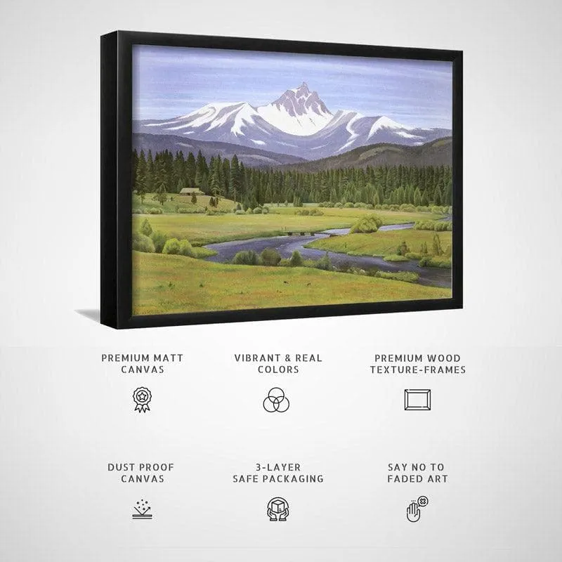 In The Cascade Mountains Canvas Wall Painting - Black Frame media 6