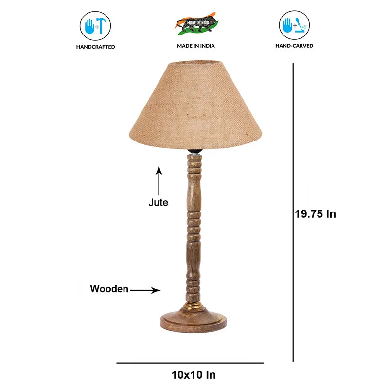 Loft Gleam Table Lamp With Carved Wooden Base - Brown media 6