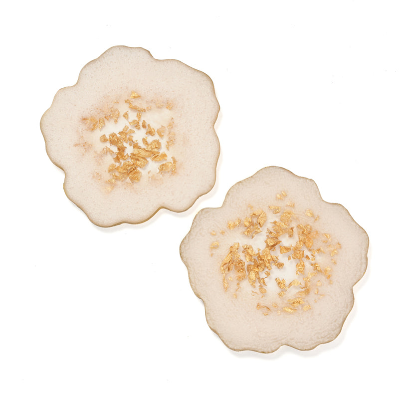 Gold Fleck Resin Coaster (Off White) - Set Of Two media 4