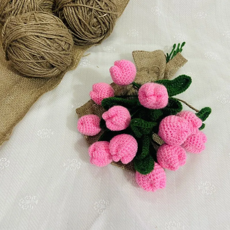 Crochet Handmade Rose Bouquet (Pink) - Set of Twelve media 4