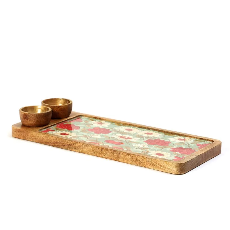 FloriNest Mango Wood Platter With Dip Bowl - Three Piece Set media 4