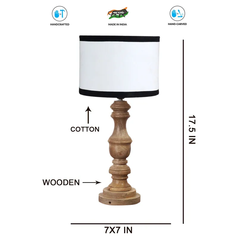 Cotin I Stripe Carve Wooden Table Lamp - White,Brown media 7