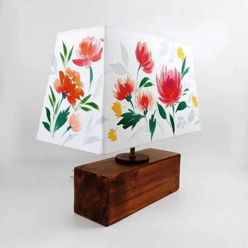 Xeno Flora Handpainted Fabric Table Lamp - Multicolor media 5