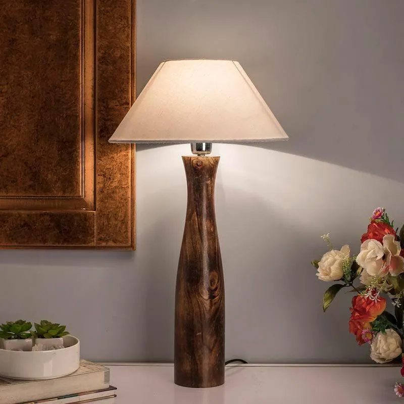 Harmony Glimpse Fabric Table Lamp With Conical Shade - White,Brown media 1