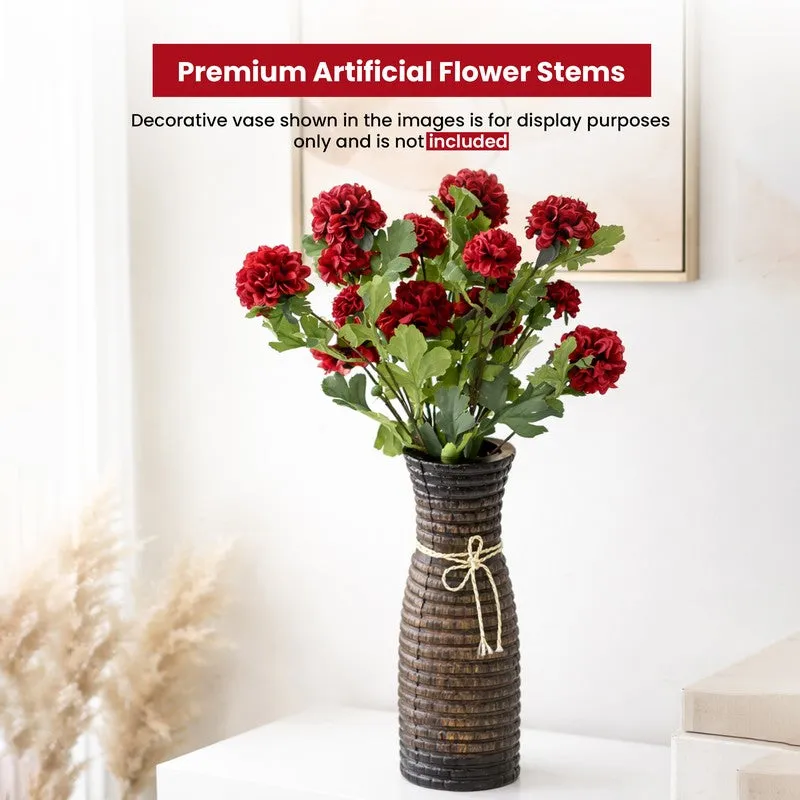 Rosvian Plastic Artificial Flower (Maroon) - Set Of Two media 4