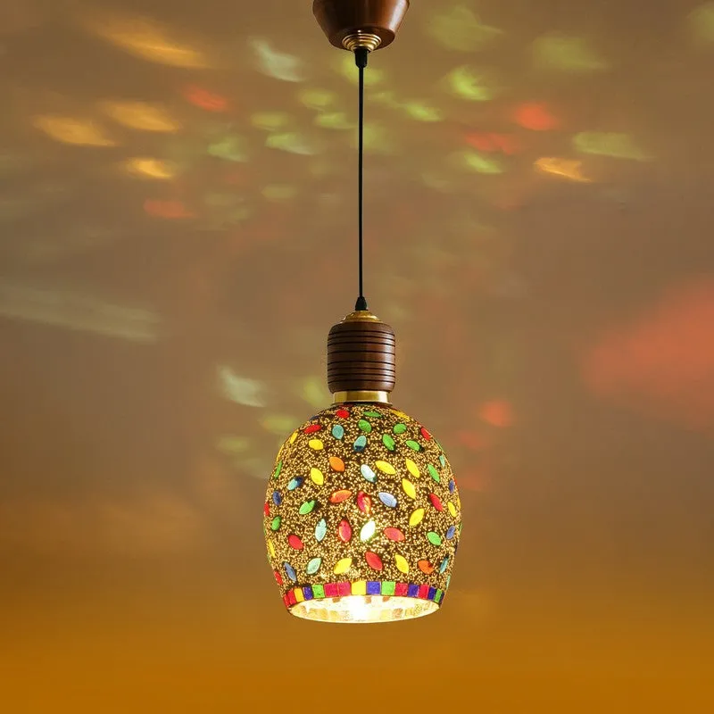 Mosaic Arc Pendant Wooden Ceiling Lamp media 7