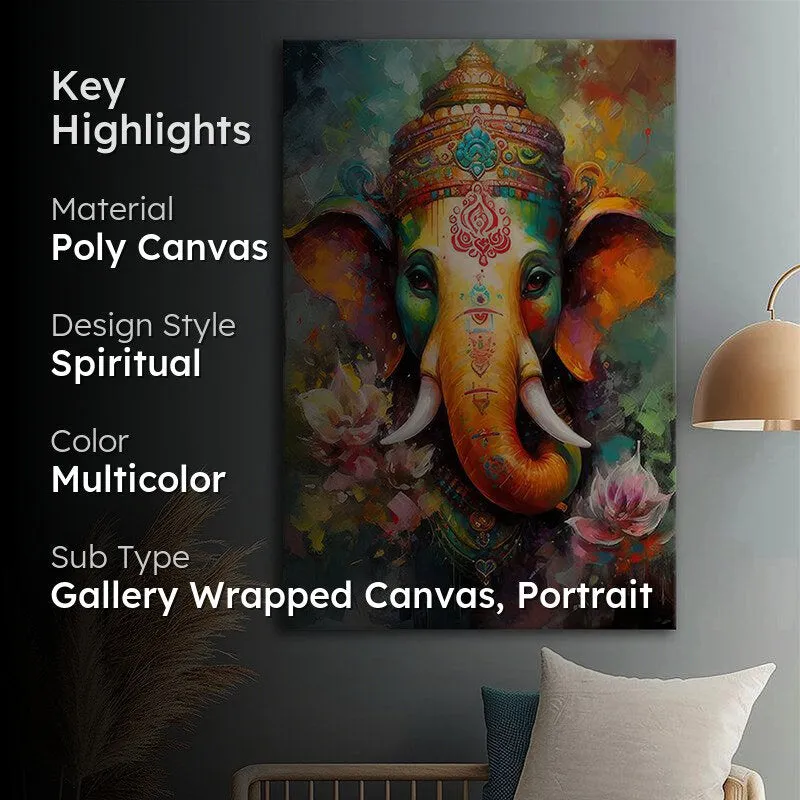 Lord Ganesh Divine Poly Canvas Wall Painting media 2
