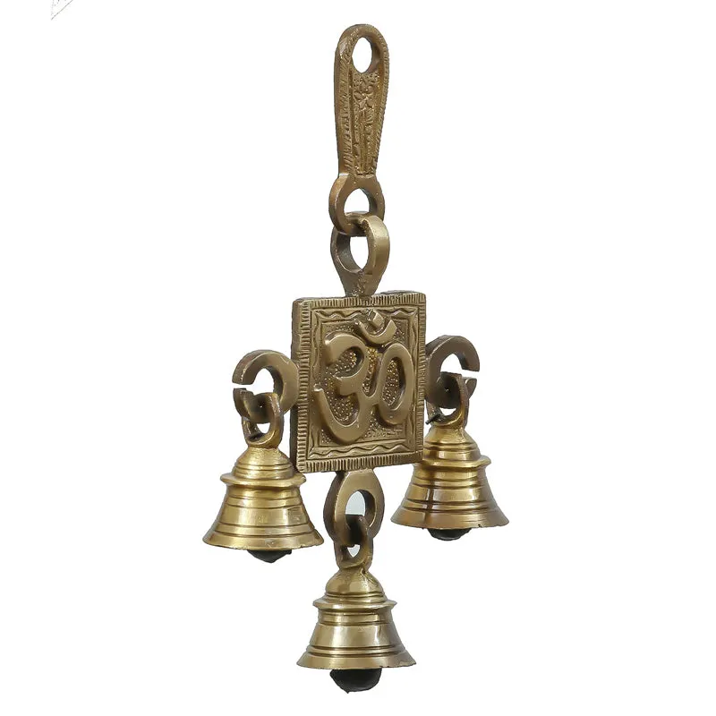 Om Brass Brass Wall Hanging With Bells media 4