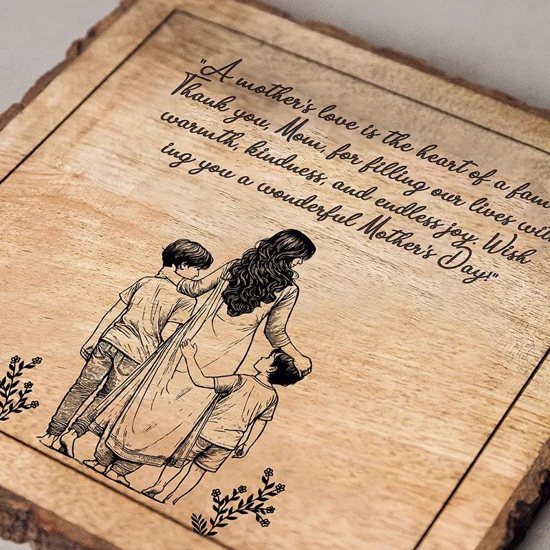 Heart Of Family Wood Showpiece - Square media 4