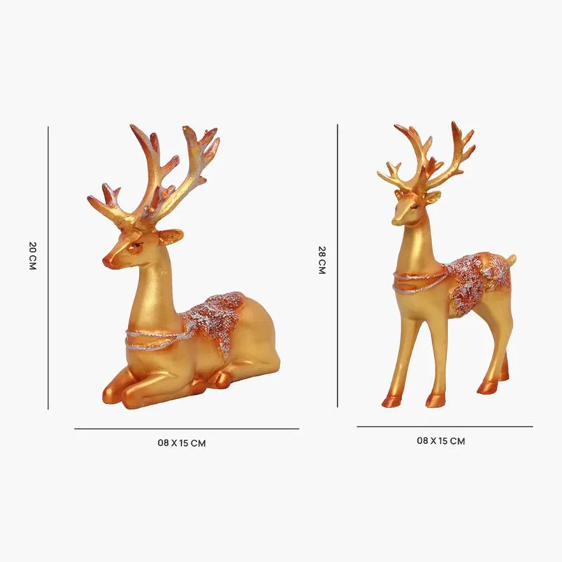 Opulent Deer Polyresin Showpiece (Gold) - Set Of Two media 7
