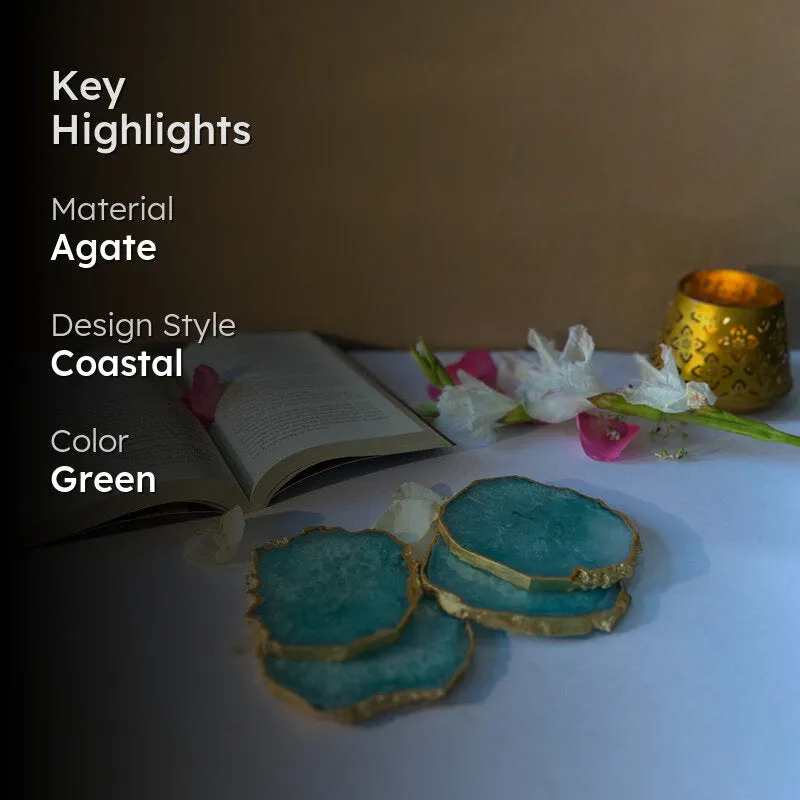Celeste Handcrafted Crystal Agate Coaster (Green) - Set Of Four media 2