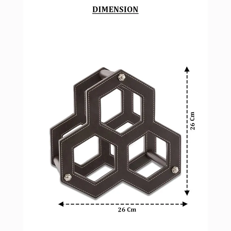 AarviDecor HexaCell Faux Leather Wine Rack - Brown media 7