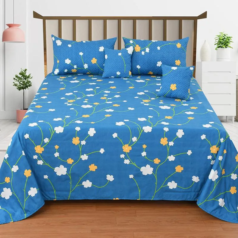 Blue Gardenia Floral Quilted Microfiber Bedding Set - Five Piece Set media 1