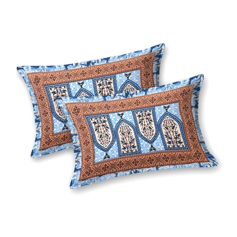 Rangza Cotton Bedsheet (Blue,Brown) - 240 TC media 4