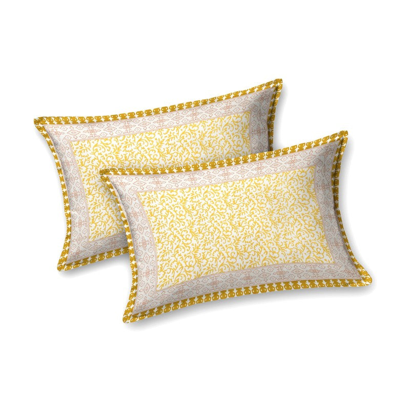 Blossomon Cotton Bedsheet (Yellow,Off White) - 240 TC media 4