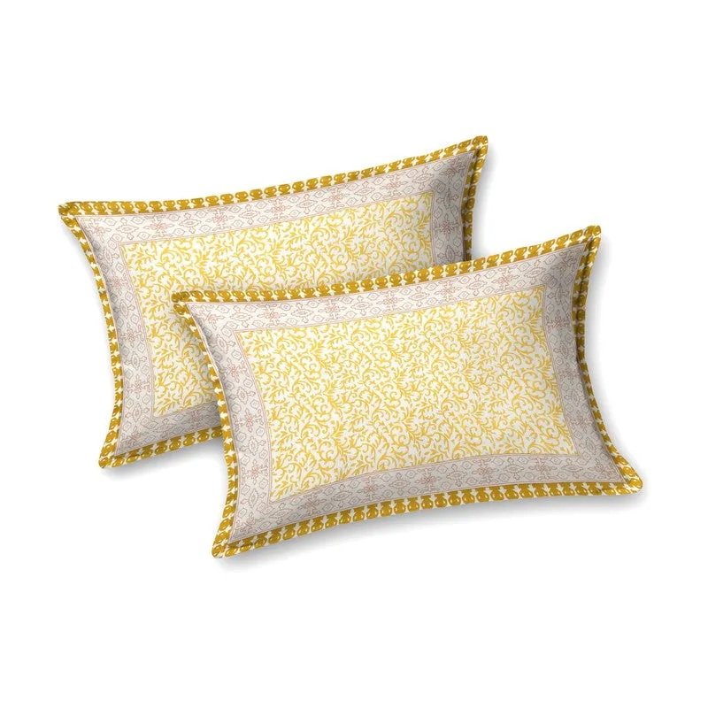 Blossomon Cotton Bedsheet (Yellow,Off White) - 240 TC media 4