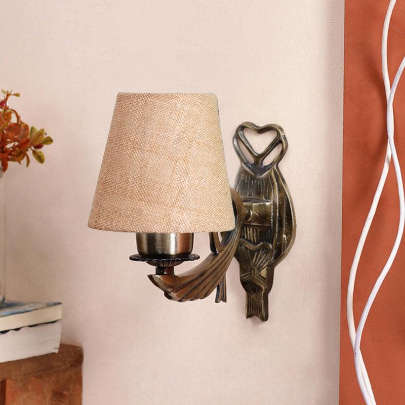 Love Gleam Atva Conical Fabric & Metal Wall Lamp - Beige media 3
