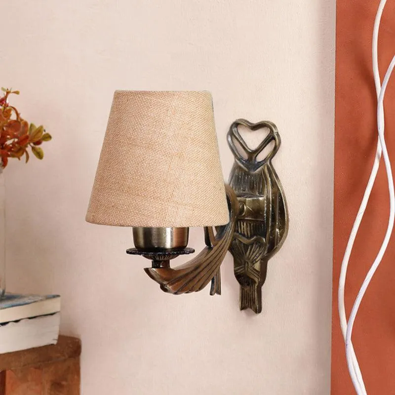 Love Gleam Atva Conical Fabric & Metal Wall Lamp - Beige media 3