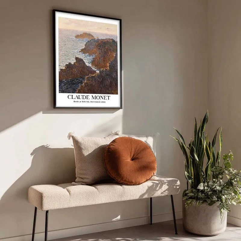 Rocks at Belle-lle Port-Domois Archival Canvas Wall Painting - Black Frame media 4