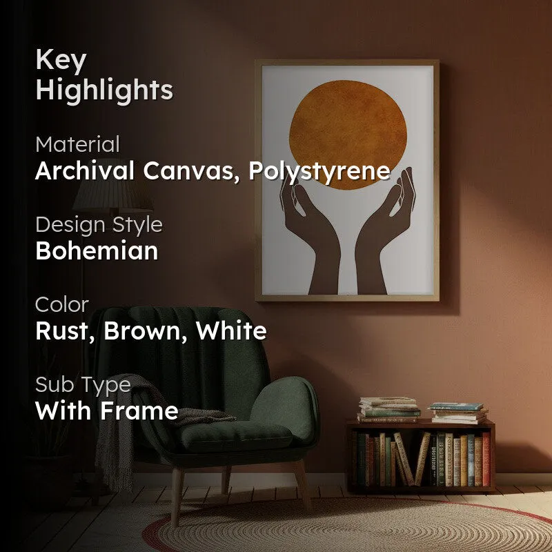 Holding the Sun Canvas Wall Painting With Brown Frame media 2