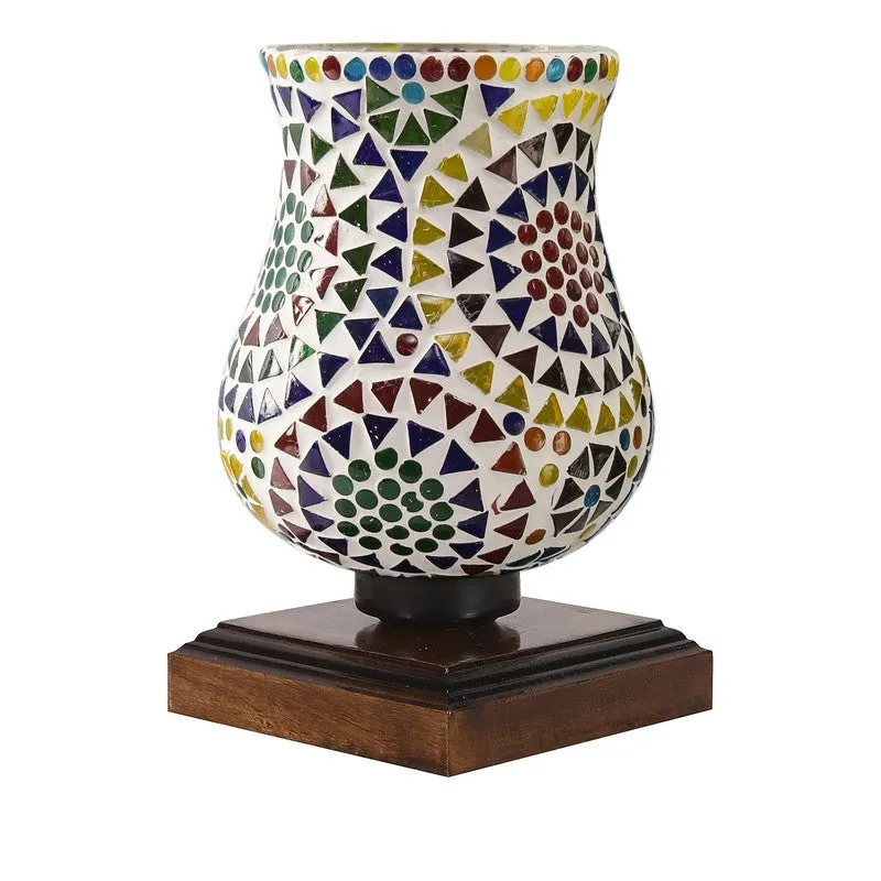 Chroma Mosaic Glass Table Lamp With Wooden Base - Multicolor media 5