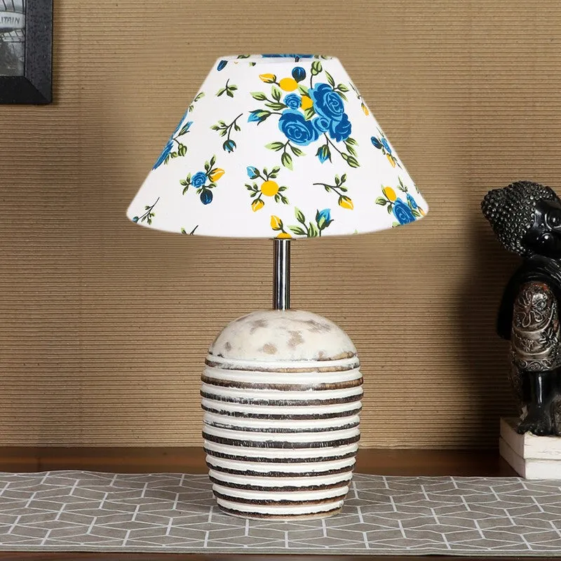 Lurixa Cotton Table Lamp With Wooden Base - Multicolor media 4