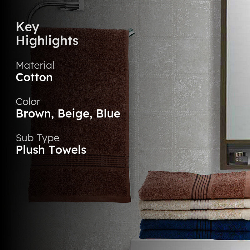 Pluma Cotton Hand & Face Towel (Brown,Beige & Navy Blue) - Set Of Six media 2
