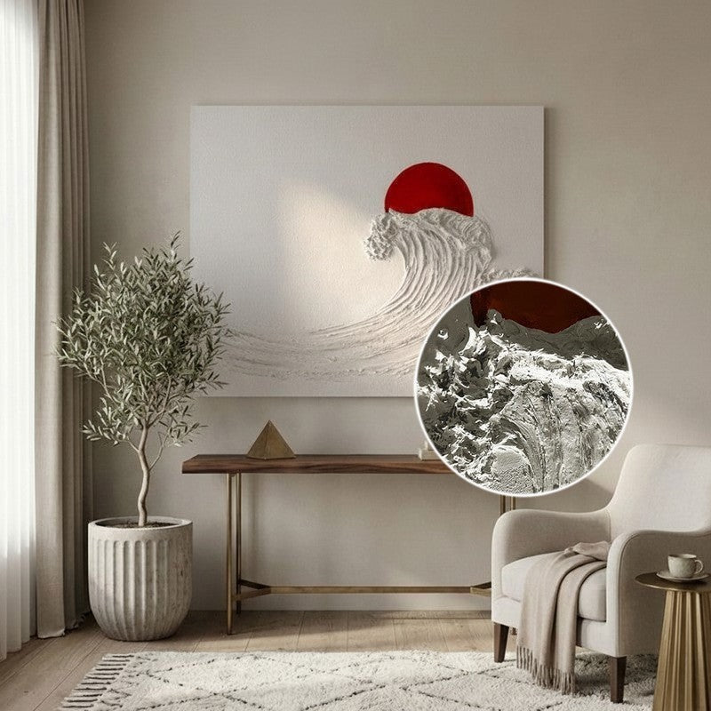 Sunset Wave Handmade Canvas Wall Painting media 4