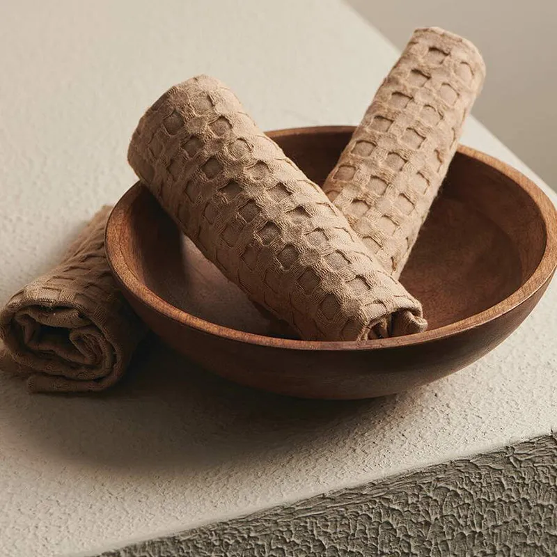 Alyssa Pebble Textured Waffle Towel Combo (Sand) - Four Piece Set media 3