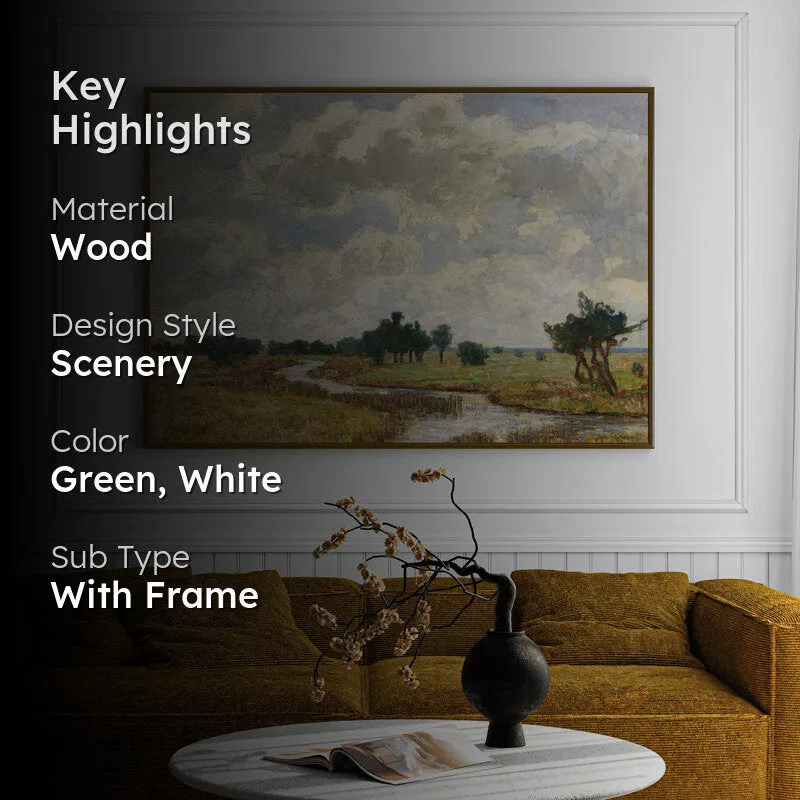 Cloudy Glade Wood Wall Art With Frame - Black media 2
