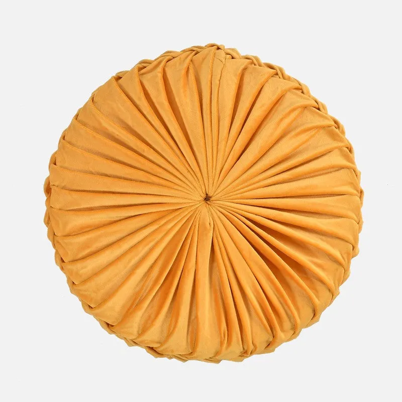 Velora Pleated Velvet Ottoman - Mustard media 5