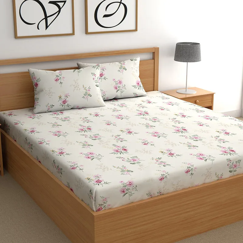 Misty Flora II Microfiber Bedsheet (Grey) - 150 GSM media 1