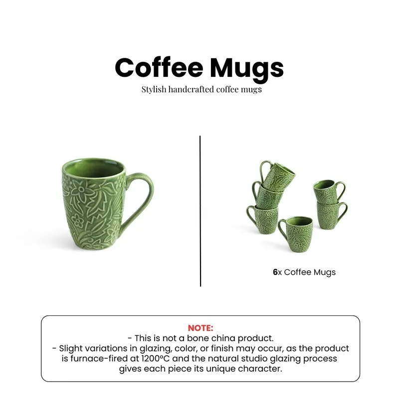 Green Ceramic Coffee Mug (290 mL Each) - Set Of Two media 6