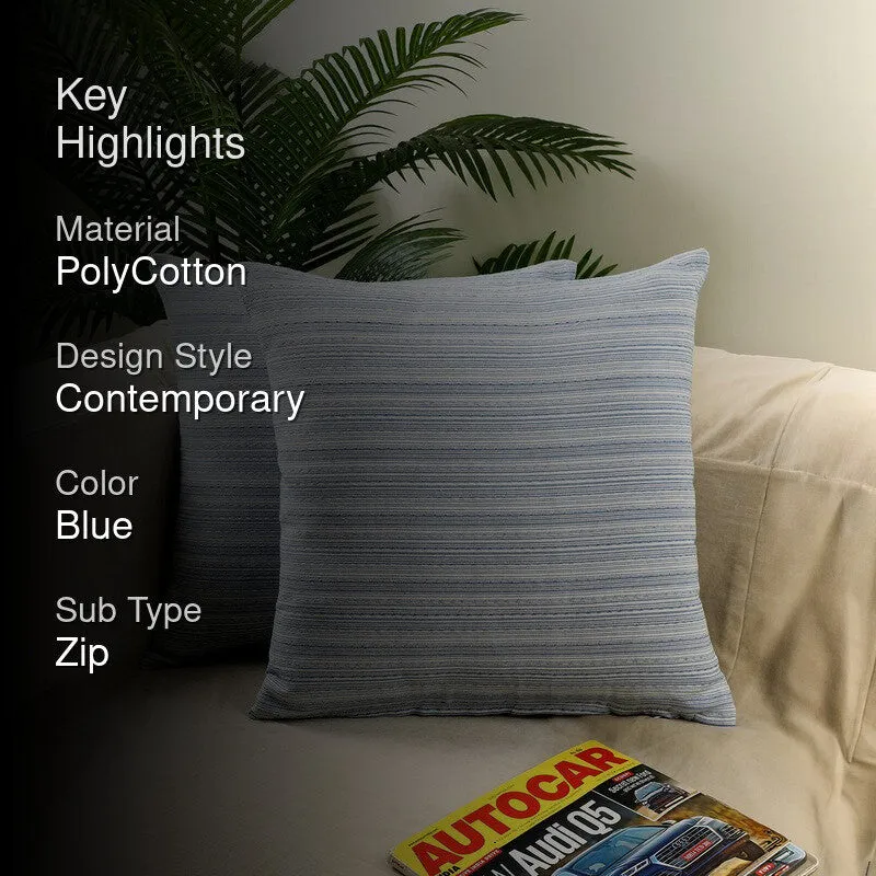 Striped Serenity Cushion Cover (Blue) - Set of Two media 2