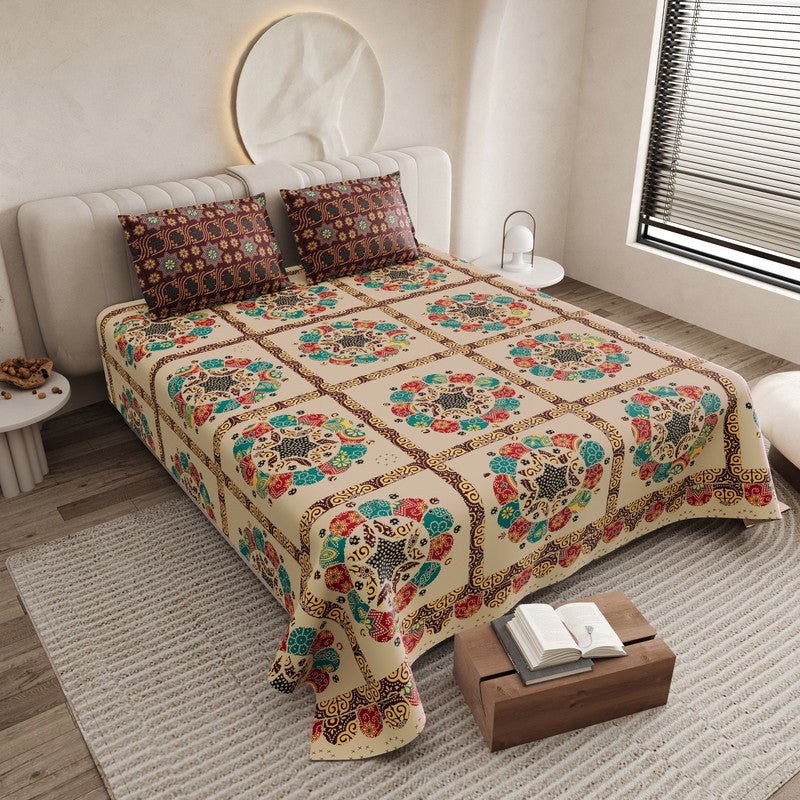 Rustic Bloom Cotton Bedsheet - 200 TC