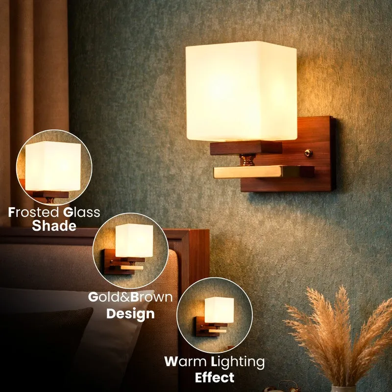 Hexalite Glass and Wood Wall Lamp media 5