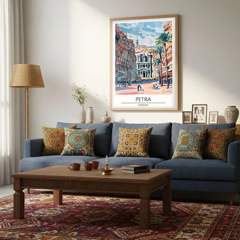 Vintage Petra Framed Canvas Archival Canvas Wall Painting - Natural Brown Frame media 4