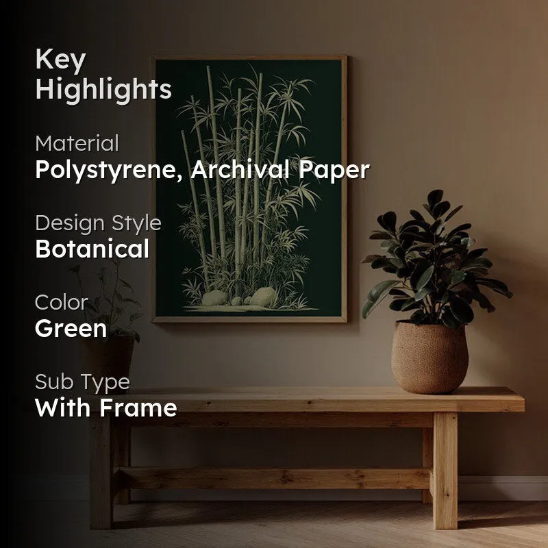 Bamboo Noir Botanical Archival Paper Wall Art - Natural Brown Frame media 2