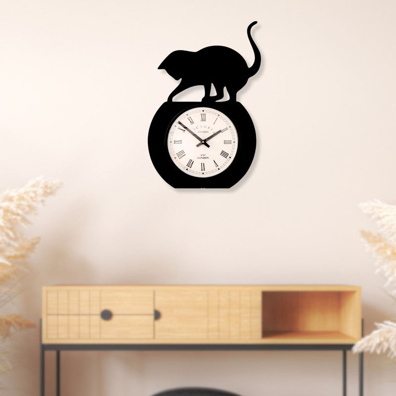 Kitty Steel Analog Wall Clock - Black media 3