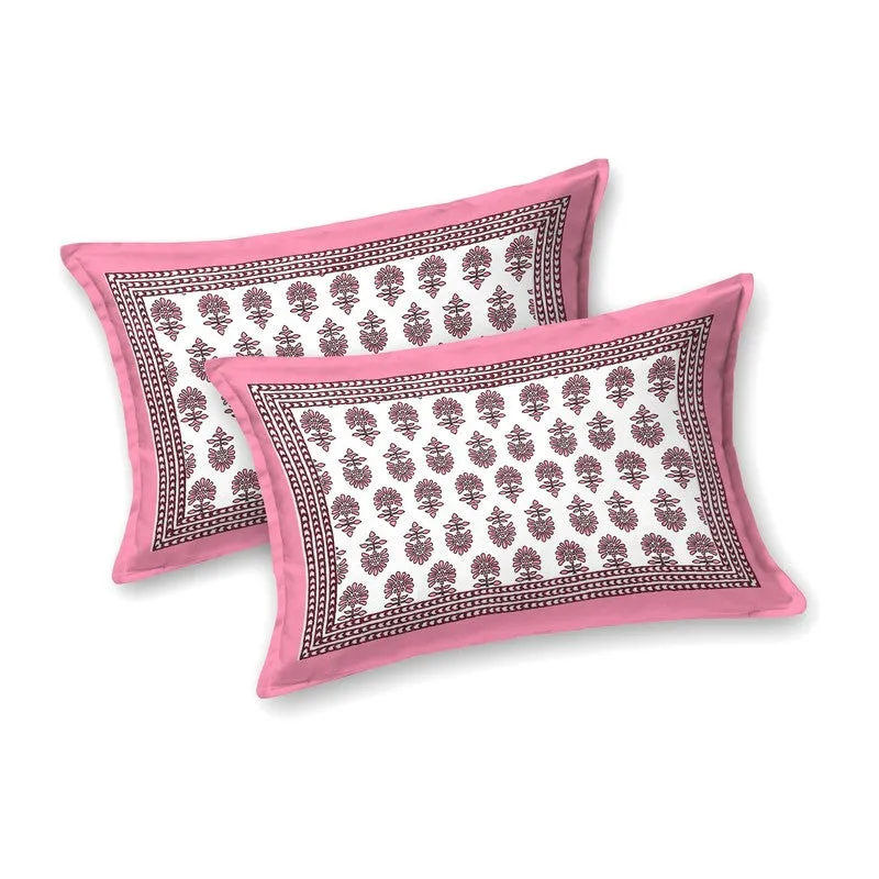 Designio Cotton Bedsheet (Pink,White) - 240 TC media 4