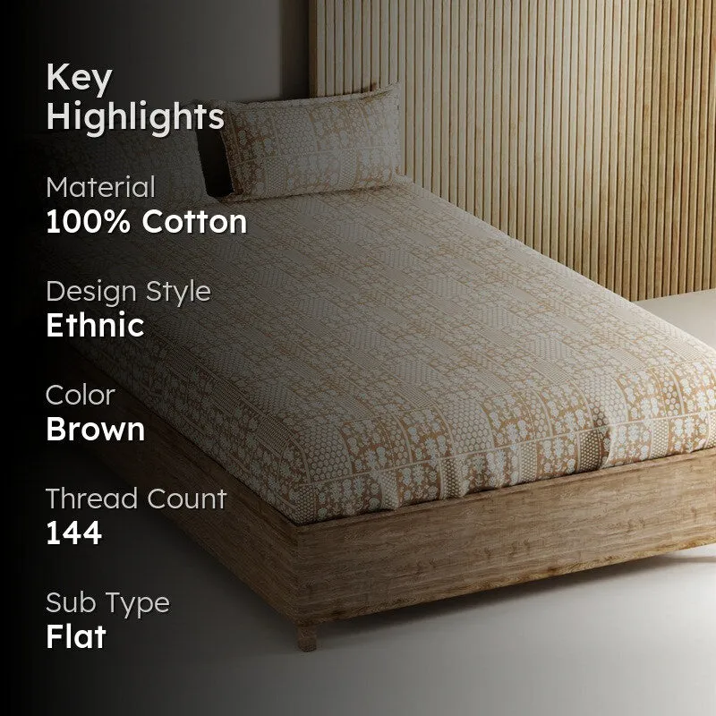 Ulven Cotton Bedsheet (Brown) - 144 TC media 2