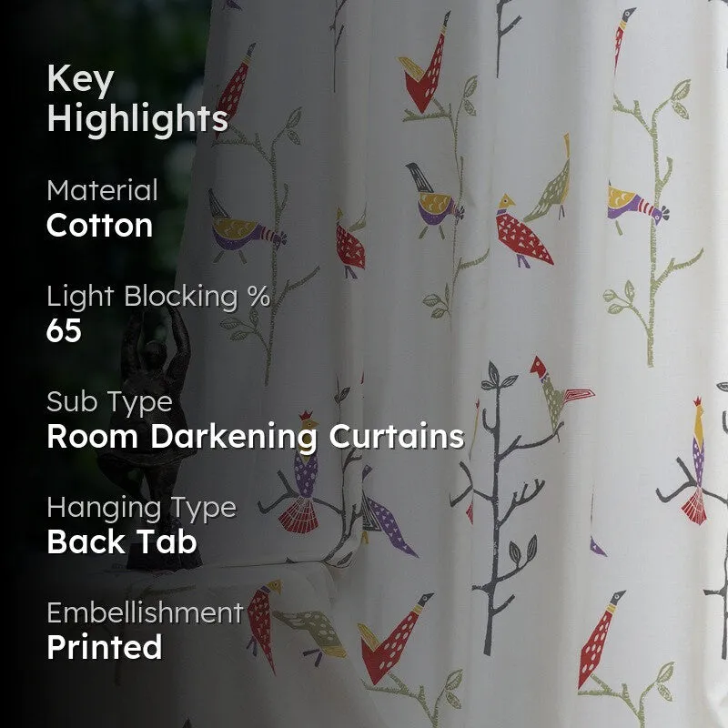 Tranquebar Home Nature Wings I Cotton Curtains(Pink) - Set Of Two media 2